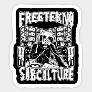 Free Tekno Subculture Gasmask Soundsystem Rave DJ Sticker